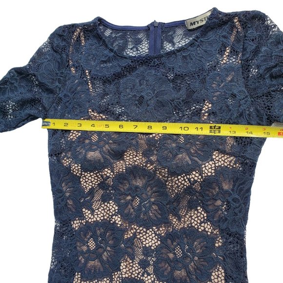 Mystic Navy Lace Mini Bodycon Dress - Picture 6 of 7